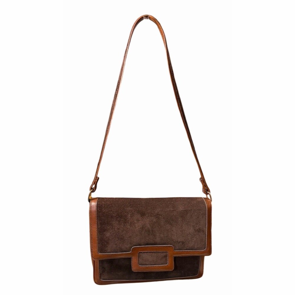 Vintage Adjustable Shoulder Strap Bag in Brown Leather And Suede